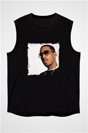 Ludacris Baskılı Unisex Siyah Kolsuz Tişört