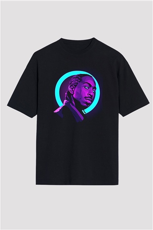 Ludacris Baskılı Unisex Siyah Oversize Tişört - Tshirt