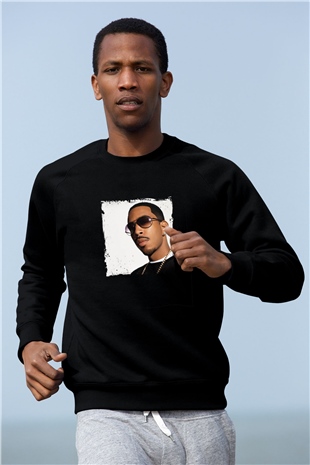 Ludacris Baskılı Unisex Siyah Sweatshirt