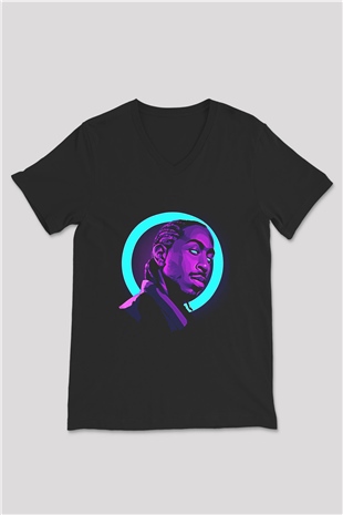 Ludacris Baskılı Unisex Siyah V Yaka Tişört - Tshirt