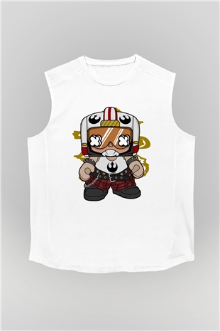 Luke Skypunk Baskılı Beyaz Unisex Kolsuz Tişört