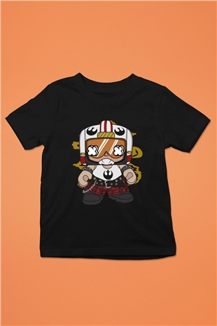 Luke Skypunk Baskılı Siyah Çocuk Unisex Tişört