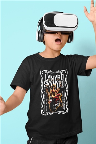 Lynyrd Skynyrd Baskılı Siyah Unisex Çocuk Tişört