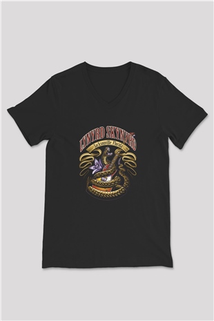 Lynyrd Skynyrd Siyah Unisex V Yaka Tişört T-Shirt