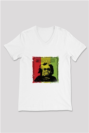 Mac Dre Baskılı Beyaz V Yaka Unisex Tişört