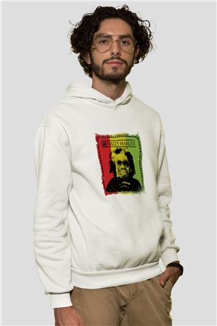 Mac Dre Baskılı Unisex Beyaz Kapüşonlu Sweatshirt
