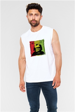 Mac Dre Baskılı Unisex Beyaz Kolsuz Tişört