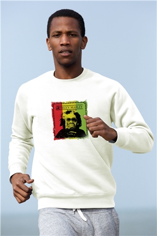 Mac Dre Baskılı Unisex Beyaz Sweatshirt