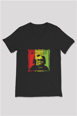 Mac Dre Baskılı Unisex Siyah V Yaka Tişört
