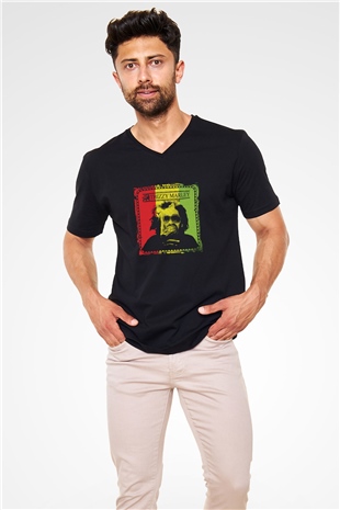 Mac Dre Baskılı Unisex Siyah V Yaka Tişört