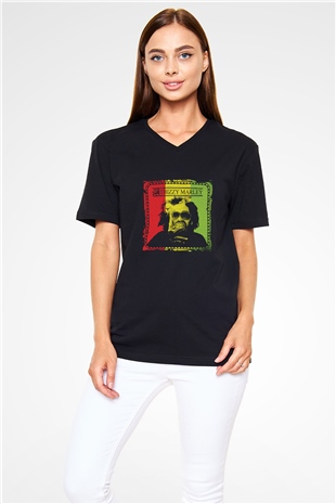 Mac Dre Baskılı Unisex Siyah V Yaka Tişört