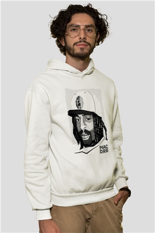 Mac Dre Beyaz Unisex Kapüşonlu Sweatshirt