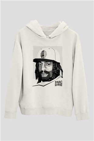 Mac Dre Beyaz Unisex Kapüşonlu Sweatshirt