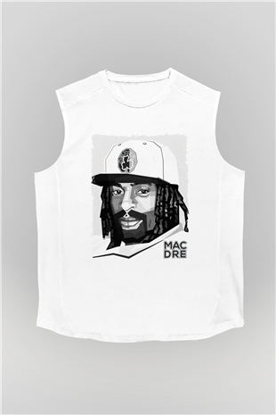 Mac Dre Beyaz Unisex Kolsuz Tişört