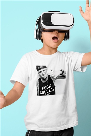 Machine Gun Kelly Baskılı Beyaz Unisex Çocuk Tişört