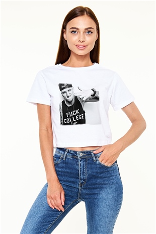 Machine Gun Kelly Beyaz Croptop Tişört