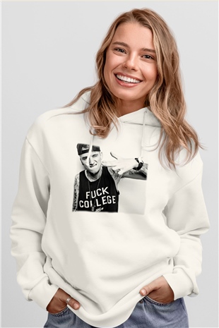 Machine Gun Kelly Beyaz Unisex Kapşonlu Sweatshirt