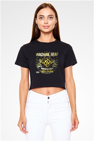 Machine Head Siyah Crop Top Tişört