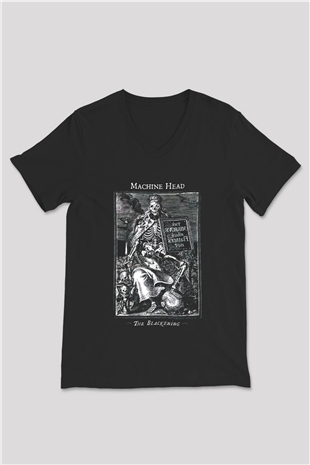 Machine Head Siyah Unisex V Yaka Tişört T-Shirt