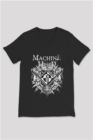 Machine Head Siyah Unisex V Yaka Tişört T-Shirt