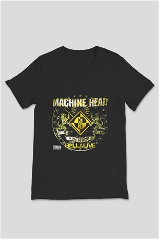 Machine Head Siyah Unisex V Yaka Tişört T-Shirt