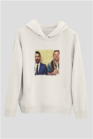 Macklemore Baskılı Unisex Beyaz Kapüşonlu Sweatshirt