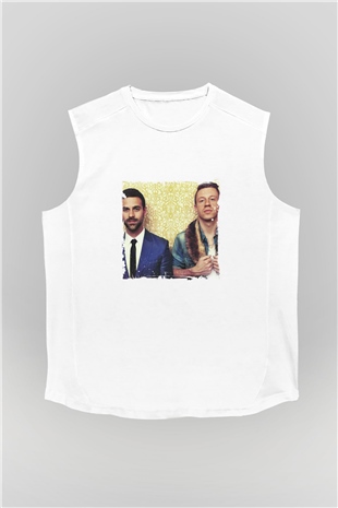 Macklemore Baskılı Unisex Beyaz Kolsuz Tişört