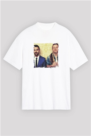 Macklemore Baskılı Oversize Beyaz Tişört