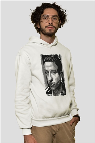 Macklemore Beyaz Unisex Kapüşonlu Sweatshirt