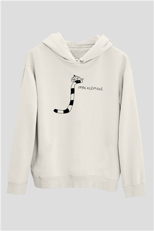Macklemore Beyaz Unisex Kapüşonlu Sweatshirt