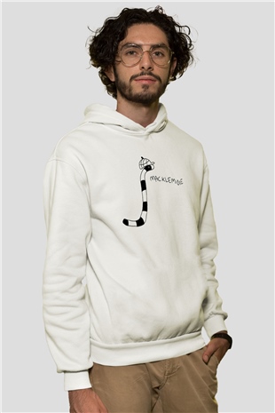 Macklemore Beyaz Unisex Kapüşonlu Sweatshirt
