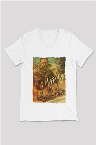 Mad Max Beyaz Unisex V Yaka Tişört