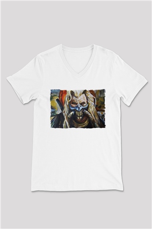 Mad Max Beyaz Unisex V Yaka Tişört