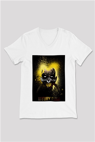 Mad Max Beyaz Unisex V Yaka Tişört T-Shirt