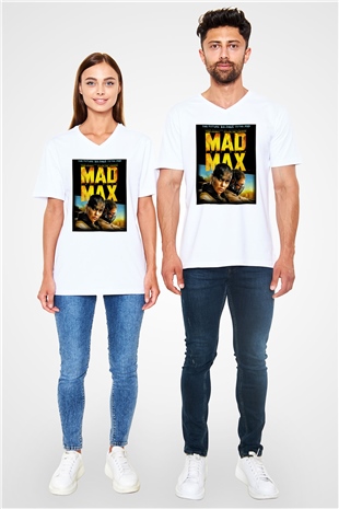 Mad Max Beyaz Unisex V Yaka Tişört T-Shirt