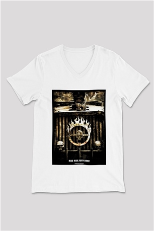 Mad Max Beyaz Unisex V Yaka Tişört T-Shirt