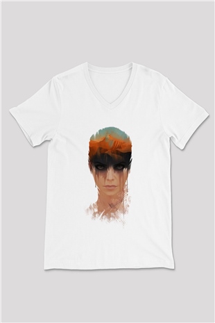 Mad Max Beyaz Unisex V Yaka Tişört T-Shirt