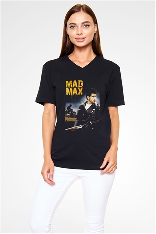 Mad Max Siyah Unisex V Yaka Tişört