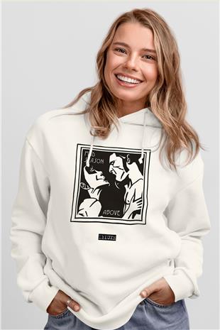 Mad Season Baskılı Beyaz Unisex Kapüşonlu Sweatshirt