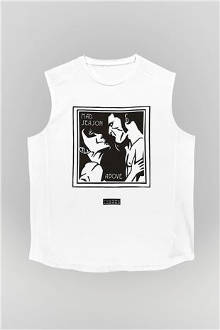 Mad Season Baskılı Beyaz Unisex Kolsuz Tişört - Tshirt
