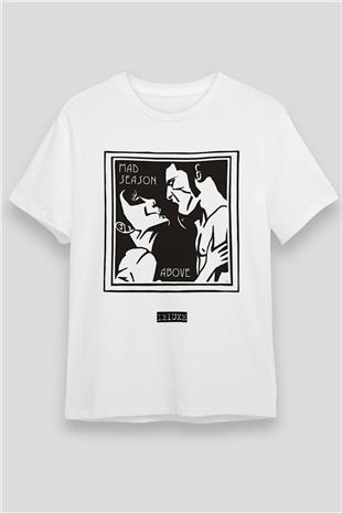 Mad Season Baskılı Unisex Beyaz Tişört - Tshirt