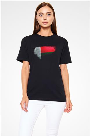 Madagaskar - Madagascar Bayrağı Baskılı Unisex Siyah Tişört