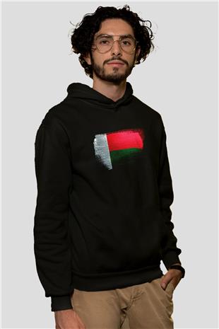 Madagaskar - Madagascar Bayrağı Baskılı Unisex Siyah Kapüşonlu Sweatshirt