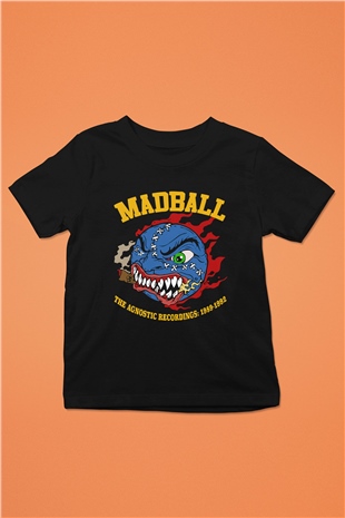 Madball Baskılı Siyah Unisex Çocuk Tişört