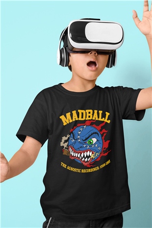 Madball Baskılı Siyah Unisex Çocuk Tişört