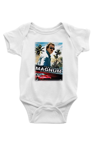 Magnum P.I. Baskılı Beyaz Unisex Bebek Body - Zıbın