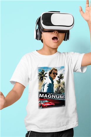 Magnum P.I. Baskılı Beyaz Unisex Çocuk Tişört