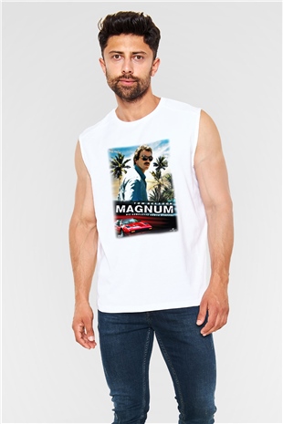 Magnum P.I. Beyaz Unisex Kolsuz Tişört