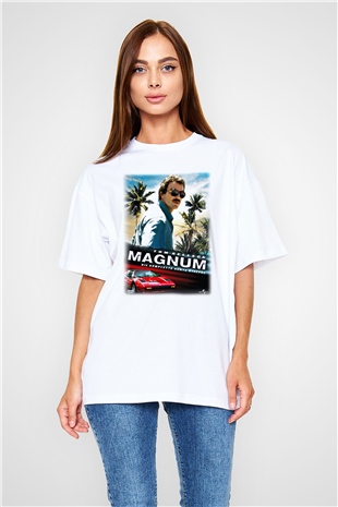 Magnum P.I. Beyaz Unisex Oversize Tişört T-Shirt