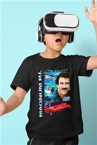 Magnum P.I. Siyah Unisex Çocuk Tişört